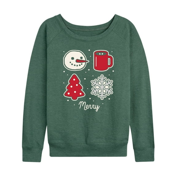 Instant Message - Merry Christmas Grid - Women's Lightweight French Terry Long Sleeve Shirt