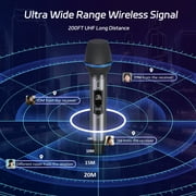 JYX Dual Wireless Microphone, Handheld Wireless Bluetooth Karaoke Microphone with Rechargeable Receiver, Metal Professional Dynamic Microphone for Singing, Speech, U60
