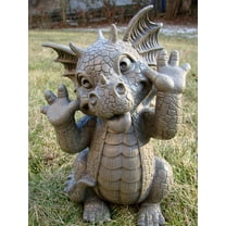 Ebros Whimsical Garden Dragon Making Funny Faces Statue 10.25" H Cute Baby Dragon Faux Stone Resin Finish Figurine