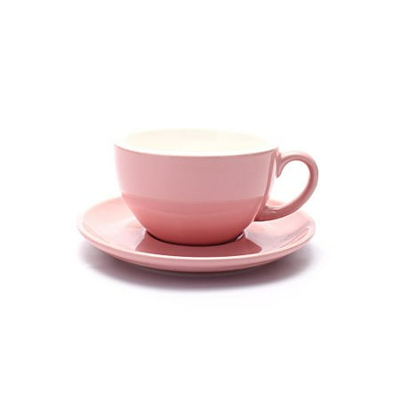 

Coffeezone Barista Speciality Coffee Cup and Saucer Small Cappuccino or Double Espresso Ceramic Cups (Glossy Pink 5 oz)