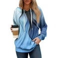 thumbnail image 2 of Hoodies For Women Oversized Winter Cute Sweatshirts Pullover Trendy Fall Clothes, Retro Print Lightweight Design without Pockets for Fall Winter Fashion and Comfort,Blue,L, 2 of 8