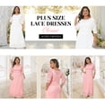 thumbnail image 2 of Agnes Orinda Women's Plus Size Easter Flowy Dresses Floral Lace Scoop Neck 3/4 Sleeves Evening Wedding Cocktail Maxi Dress 4X Pink, 2 of 6