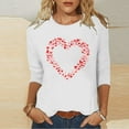 thumbnail image 5 of Xdegoge Heart T Shirts Women Valentines Graphic Shirt 3/4 Sleeve Crew Neck Fashion Tops Loose Fit Tunic Dressy Casual Blouses Holiday Tshirts, 5 of 5