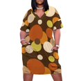 thumbnail image 1 of Vestido largo de lunares años 70 para mujer, prenda larga con bolsillos color marrón., 1 of 6