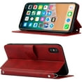 thumbnail image 3 of for iPhone Xs Max Wallet Case with Card Holder Slots,Kickstand Phone Cover Premium Leather Magnetic Closure Slim Flip Shockproof Wrist Strap Case for iPhone Xs Max 6.5",Wine Red, 3 of 14