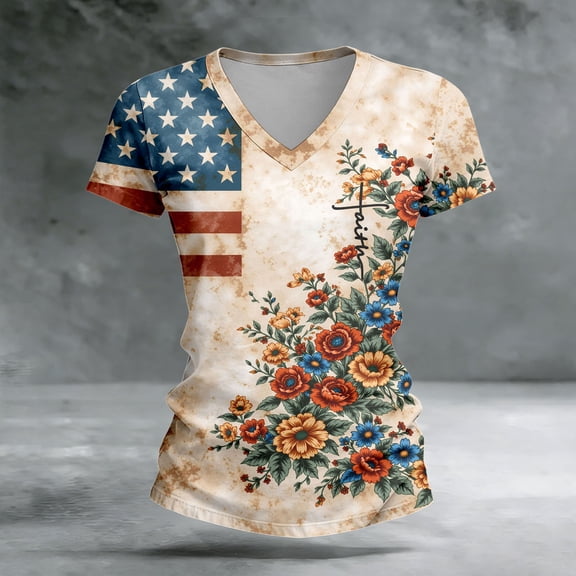 MAIHAN 250th Anniversary Usa Shirt Women American Flag Print Plus Size American Flag Shirts Summer Baggy Tops Plus Size T Shirts for Women