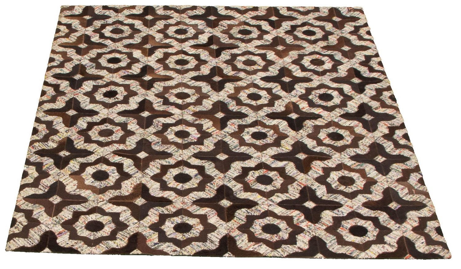 ECARPETGALLERY 4'11" x 6'5" Contemporary Cowhide Patchwork Handmade Area Rug for Living Room, Dining Room and Bedroom in Brown