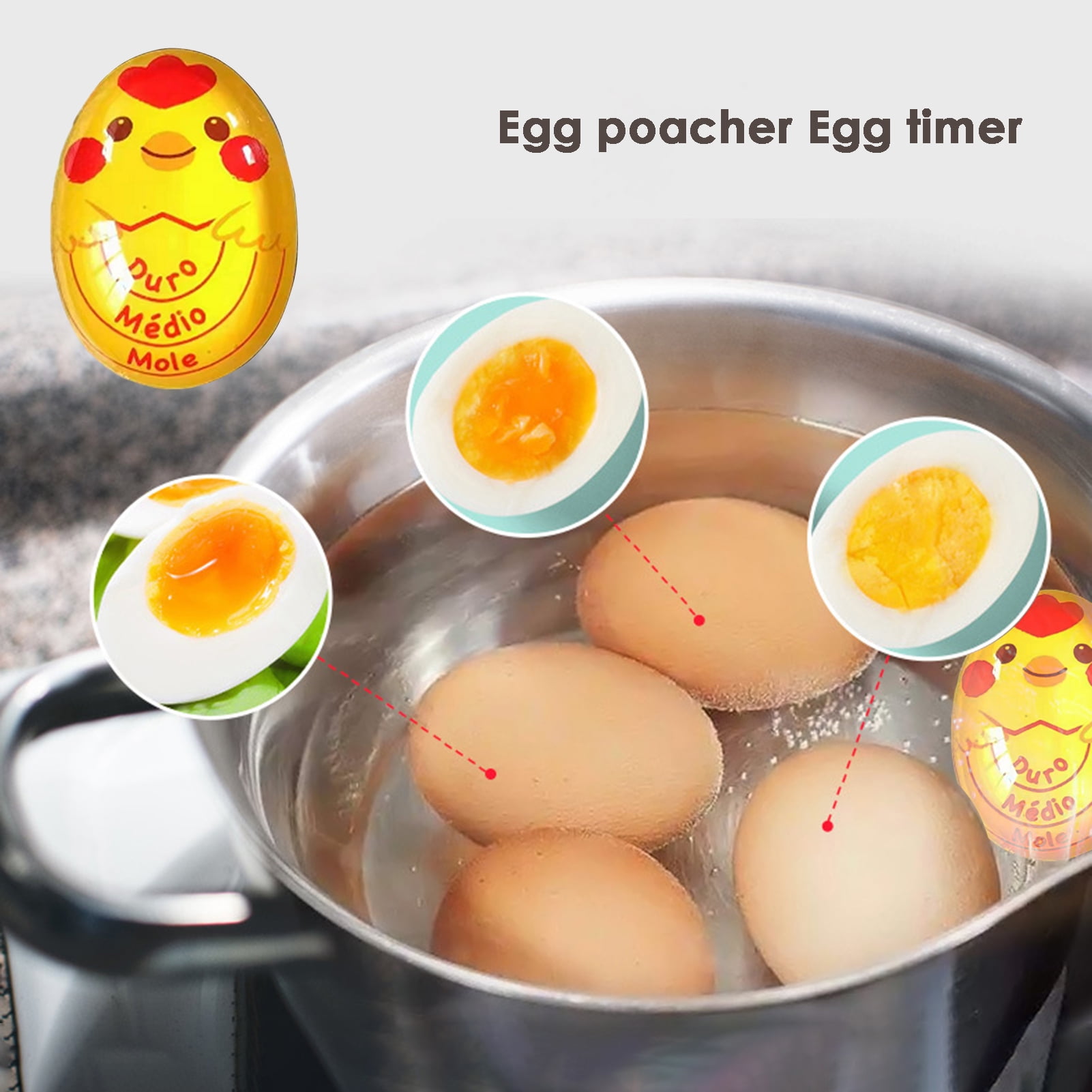 Egg Cooker: Egg Holder for Boiled Eggs - Quick, Efficient & Fail-Proof  Color-Changing Egg Timer - Boil Up to 4 Eggs to Perfection Without Cracks  or
