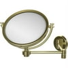 8 Inch Wall Mounted Extending Make-Up Mirror with Smooth Accents - Satin Brass / 4X