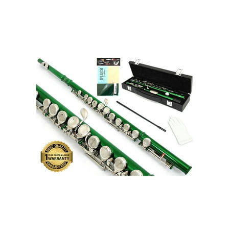 Flute Light Kit (D'Luca 400 Series Green 16 Closed Hole C Flute with Offset G and Split E Mechanism, PU Leather Case, Cleaning Kit and 1 Year Manufacturer)