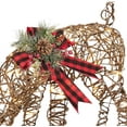 thumbnail image 3 of Alpine Rattan Grazing Reindeer with Bow and LED Lights Décor, 3 of 4