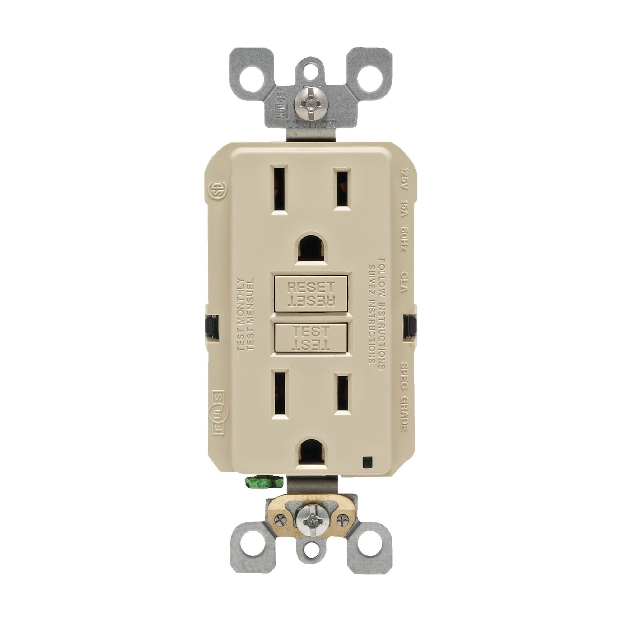 Leviton SmartLockPro Self-Test Rounded Corner GFCI Outlet
