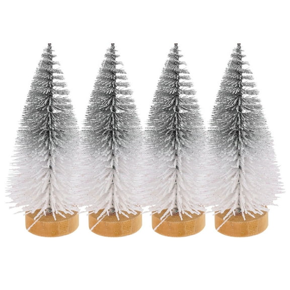 Homoyoyo 4pcs White PET Mini Christmas Trees Decorations for Dollhouse Layout Realistic Holiday Decor