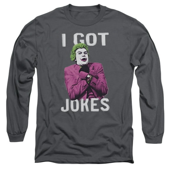 Batman Classic TV Got Jokes Long Sleeve Adult 18/1 T-Shirt-Charcoal