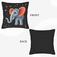thumbnail image 5 of Set of 2 Decorative Throw Pillow Covers 18x18in - Whimsical Blue Elephant Design with Colorful Flowers & Stars for Couch Bed Car, 5 of 7