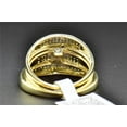 thumbnail image 5 of Sparkle Jewels Trio Set His Hers Matching Engagement Ring Wedding Band 14K Yellow Gold Finish, 5 of 6