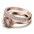 thumbnail image 4 of Fairy Minimalist 2.25 Carat Round Cut Morganite And Diamond Moissanite Engagement Ring Wedding Ring, Two Matching Band in 10k Solid Rose Gold Shank, Gift For Her, Promise Ring, Anniversary, Trio Set, 4 of 4