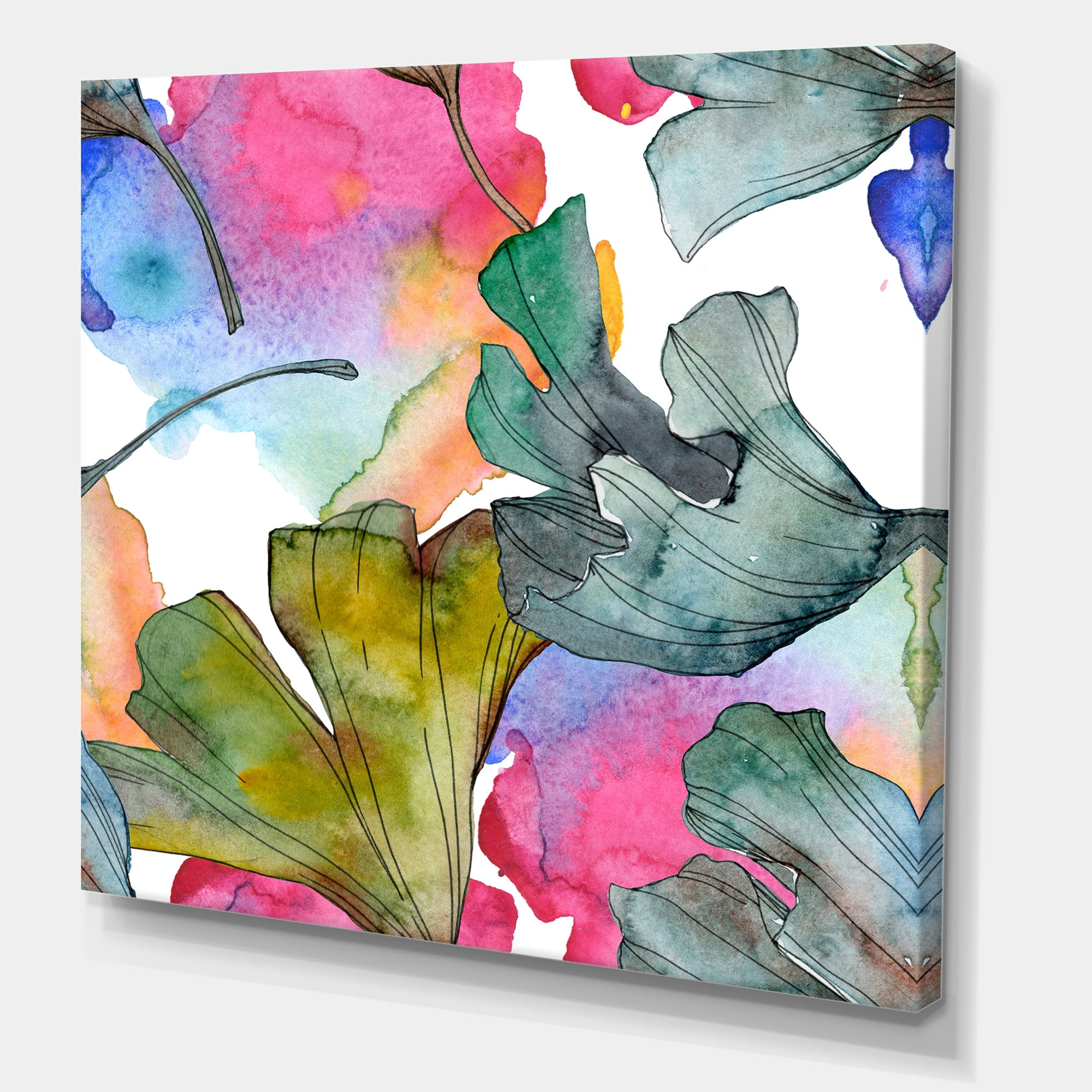 Designart ' Abstract Ginkgo Biloba Leaf Foliage ' Traditional Canvas Wall Art Print