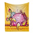 thumbnail image 1 of Fantasy Soft Flannel Fleece Throw Blanket, Colorful Shapes with Spiral Swirled Lines Vibrant Girls Kids Nursery Design, Cozy Plush for Indoor and Outdoor Use, 60" x 80", Marigold Pink, by Ambesonne, 1 of 6