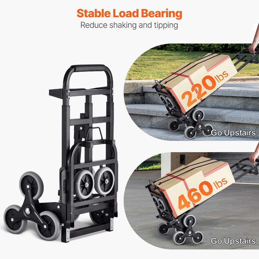 SIHAO Stair Climbing Cart, 460 lbs Capacity Stair Climber Hand Truck Dolly, Heavy-Duty Folding Trolley Cart with 8 Wheels for Home Shopping Moving Warehouse