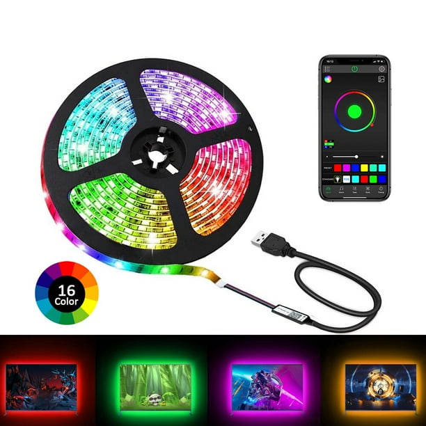 Tira LED TV, Luces LED Habitación, Retroiluminación de TV RGB 5050 LED USB con Aplicación y Control Remoto para TV de 40-55 Pulgadas , Cine en Casa, Cocina, Dormitorio, [Clase de eficiencia energéti