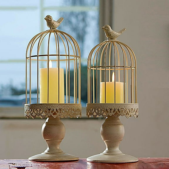 FRCOLOR Iron Candlestick Romantic Creative Beautiful Candle Holder Cage Decorative Candle Holder for Home Party Living Room (Small Size)