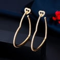 thumbnail image 2 of 14k Yellow Gold Plated 2 Ct Round Cut Simulated Diamond Love Heart Hoop Earrings, 2 of 2