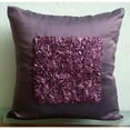thumbnail image 2 of Plum Throw Pillow Cover, Textured Ribbon Centered Pillow Cover, 18x18 inch (45x45 cm) Pillow Cover, Square Silk Pillow Cover Couch, Geometric Modern, Solid - Plum Vintage Love, 2 of 4