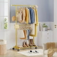 thumbnail image 2 of Clothes Rack Hanging Clothes Rolling & Extending Clothing Rack Wheels Garment Coat Rack Freestanding Portable Closet Organizers Storage Laundry Room Bedroom Gold, 2 of 8