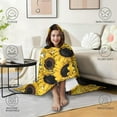 thumbnail image 4 of Wearable Blanket,Yellow Sunflower Pattern Hooded Wearable Sherpa Blanket for Adults & Teens,Winter Poncho Shawl Wrap Cape Thick Warm,50"x60", 4 of 5
