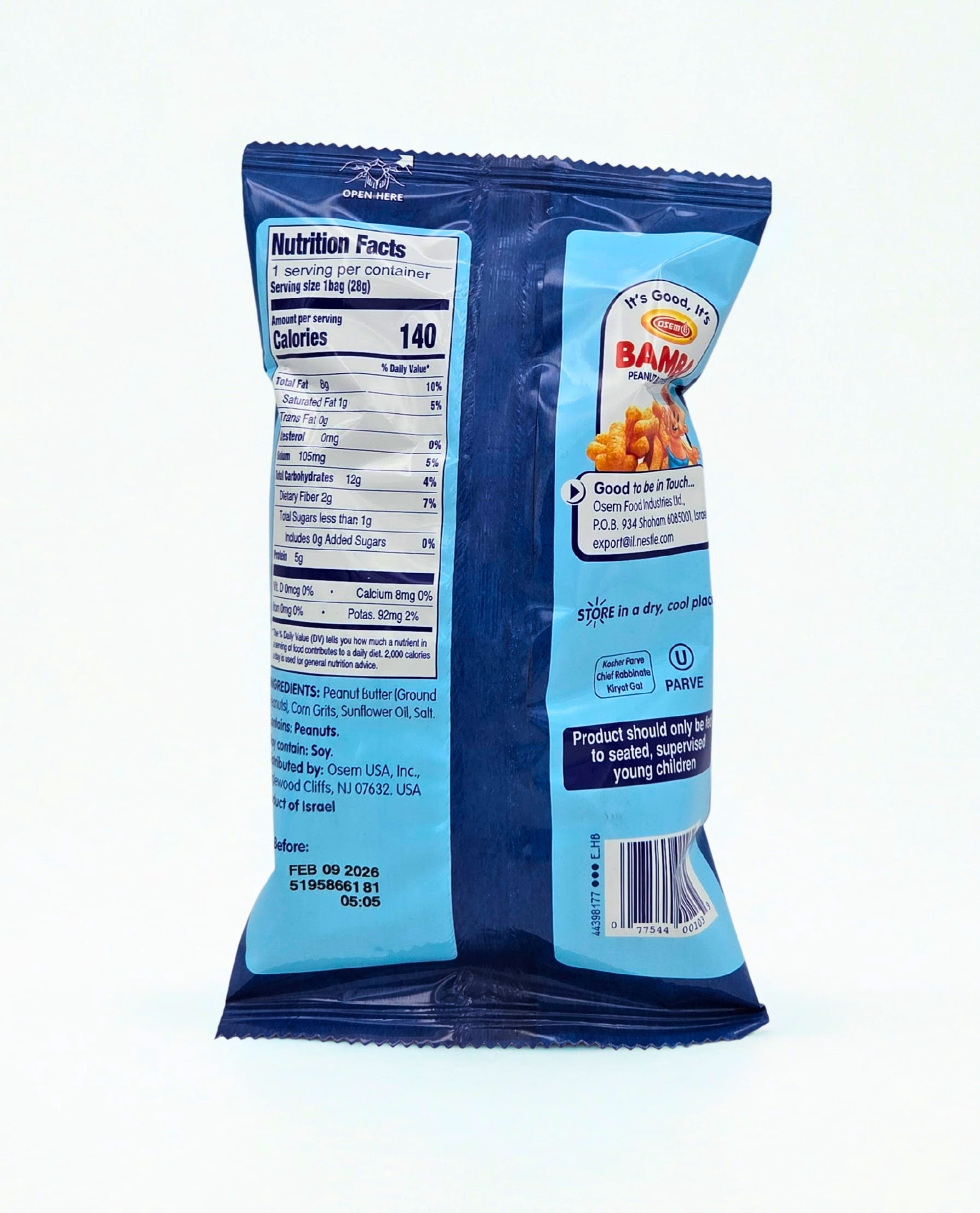 (12 pack) Osem Bamba Peanut Butter Puffs, 1oz