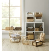 Better Homes & Gardens 2-Piece Set Natural Wood Stacking Open Front Decorative Storage Bins, 11 in x 16.5 in x 10 in