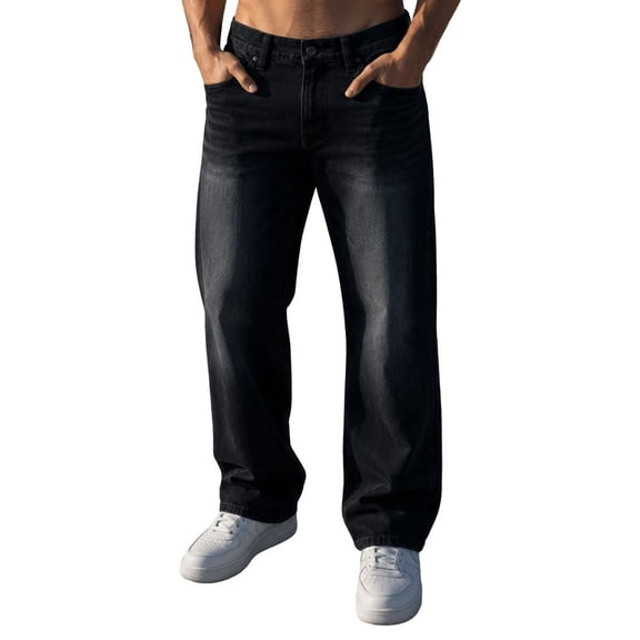 SINDON Relaxed MomFit Jeans for MEN(Faded Black, Size:36)