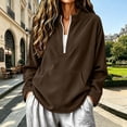 thumbnail image 2 of Quarter Zip Pullover Women Casual Mock Neck Sweatshirt Long Sleeve Half Zip Pullover Women Plus Size Loose Comfy Sweatshirts with Pockets Y2K Fashion Fall Winter Clothes, 2 of 5