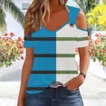 thumbnail image 6 of ShiShine Cut Out Tee Shirts for Women Summer Short Sleeve Cold Shoulder V Neck Loose Fit Tee Shirt Tops, 6 of 6
