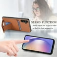 thumbnail image 3 of Magnetic Carbon Fiber Case for Samsung Galaxy A16 5G with Holder Kickstand, Fiber Texture Wallet Phone Case with Card Holder Durable Military Grade Protection Cover for Samsung Galaxy A16 5G, Brown, 3 of 10