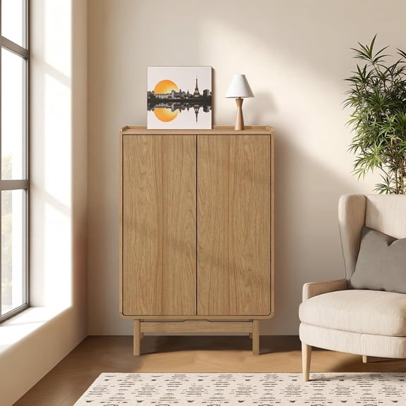 LuxenHome Kitchen Pantry Cabinet, 48.7" Tall Storage Cabinet with Doors and Shelves, Wood Freestanding Cupboard Bathroom Cabinet or Shoe Storage Cabinet for Entryway, Living Room, Dinning Room