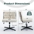 thumbnail image 7 of White Armless Office Desk Chair No Wheels, Height Adjustable Wide Seat Computer Task Chair, Teddy Fabric Mid Back Accent Chair for Living Room Bedroom, 7 of 7
