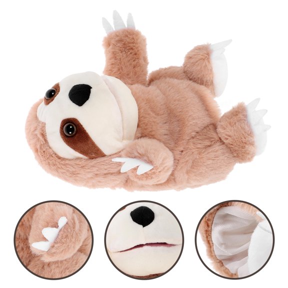 AURARMLET Soft Plush Khaki Sloth Hand Puppet for Kids, Ideal for Storytelling, Educational Playtime Fun