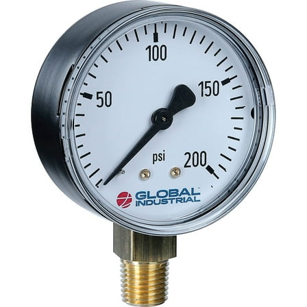 Global Industrial 2"" Pressure Gauge 60 PSI 1/4"" NPT LM Steel