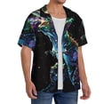 thumbnail image 2 of KLL colorful flames dinosaur Print Men's Shirt Short Sleeve Button Down Summer Cuba Beach Shirts- X-Large, 2 of 5