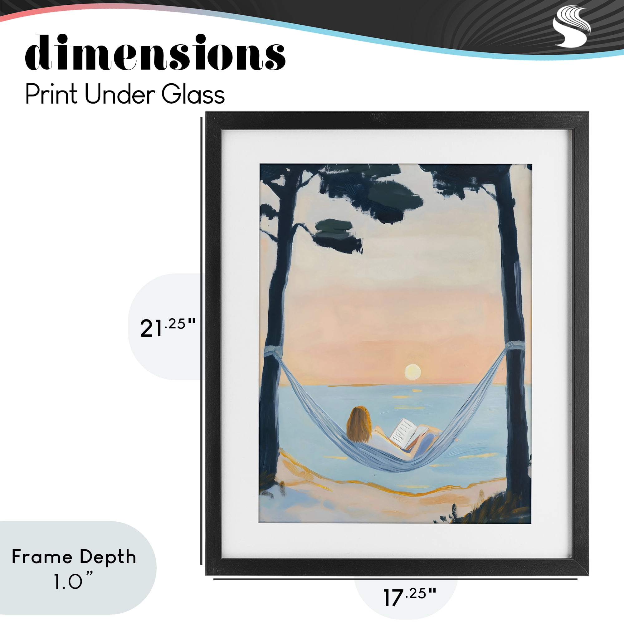 Stupell Industries Reading At Sunset in Hammock Black Framed Print Under Glass, design by The Prints Vibe