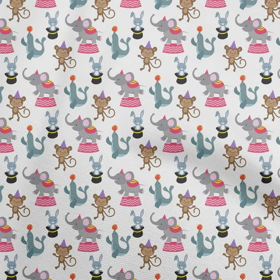oneOone Velvet White Fabric Circus Quilting Supplies Print Sewing Fabric By The Yard 58 Inch Wide-aH