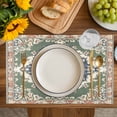 thumbnail image 4 of Orange Green Boho Placemats Set of 12, Medieval Vintage Ethnic Floral Abstract Placemats for Dining Table, Place Mats for Kitchen Tabletop, Waterproof Wipeable Dining Table Mats Set, 4 of 9