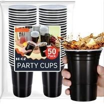 50 Pack Black Party Cups,16 oz Disposable Plastic Cups,Black Plastic Cups Disposable Cups,Beverage Drinking Cups,Disposable Black Cups for Party Picnics Birthday Indoor Outdoor Events