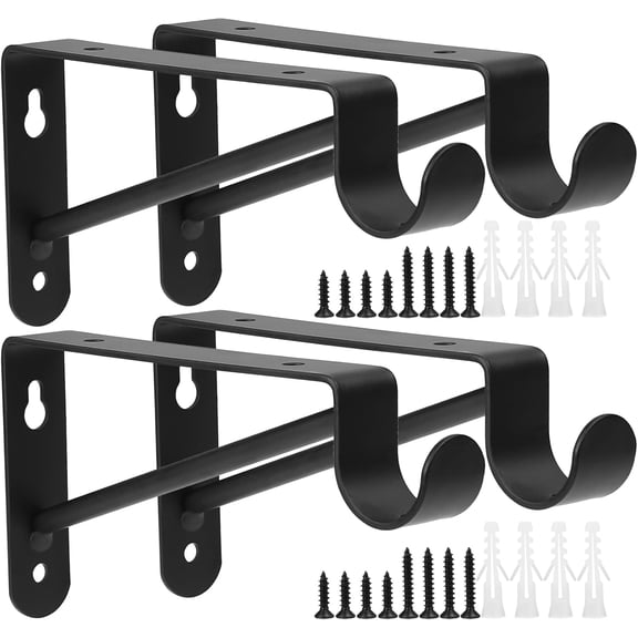 Small Shelf and Rod Brackets, 4 Pcs Closet & Brackets Wall Mounted 5.9 inches, Heavy Duty Bracket with Holder, Closets Shelves Support Screws