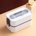 thumbnail image 3 of Ounissouiy Fiambrera de doble capa para alimentos frescos, contenedor de almacenamiento Bento ABS, cajas de horno microondas de silicona para trabajo Cocina y Comedor Blanco Ounissouiy HA067352-01, 3 of 6