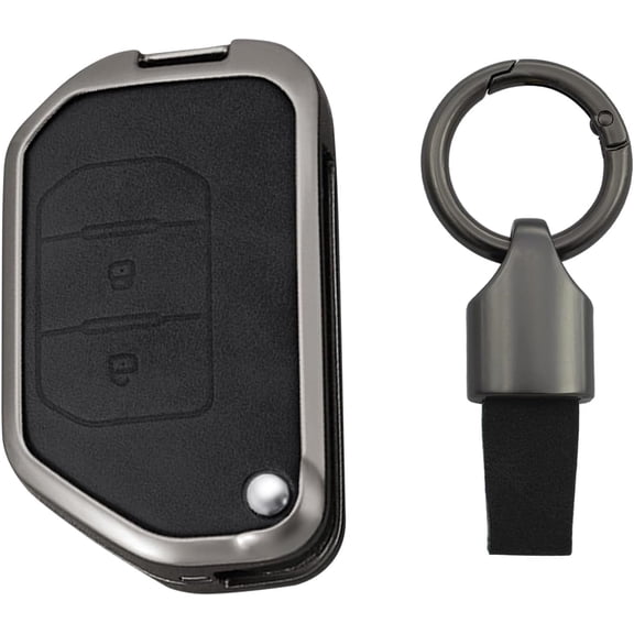 Compatible Key Fob Cover for Jeep Grand Cherokee Dodge Charger Challenger Durango Journey Dart Chrysler 300 Key Case Holder Protector Metal Keychain