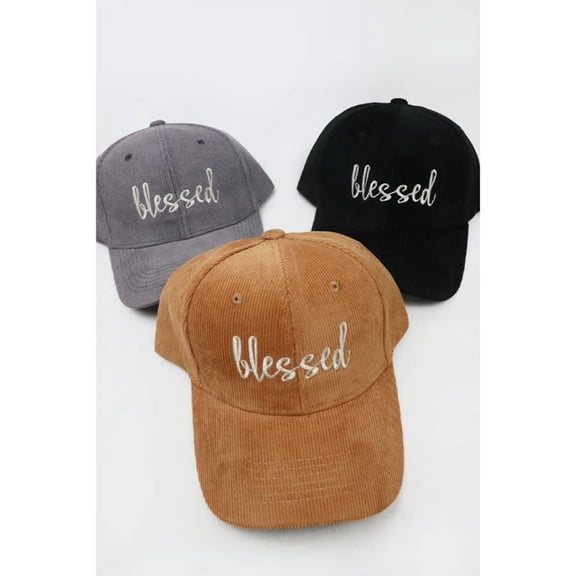 Blessed Embroidered Corduroy Casual Baseball Cap