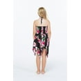thumbnail image 2 of Girl Gypsy Uneven Bottom Hawaiian Luau Dress in Pink Black Hibiscus Vine Size 12, 2 of 5